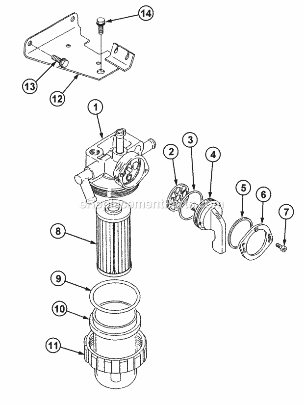 Fuel Filter Diagram and Parts List for 54A-458D100, 590-603-100 Cub Cadet Lawn Tractor